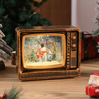Snow Globe Retro TV Design Santa & Reindeer Scene