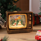 Snow Globe Retro TV Design Santa & Reindeer Scene