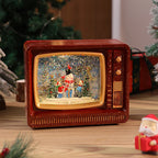 Snow Globe Retro TV Design Santa & Reindeer Scene