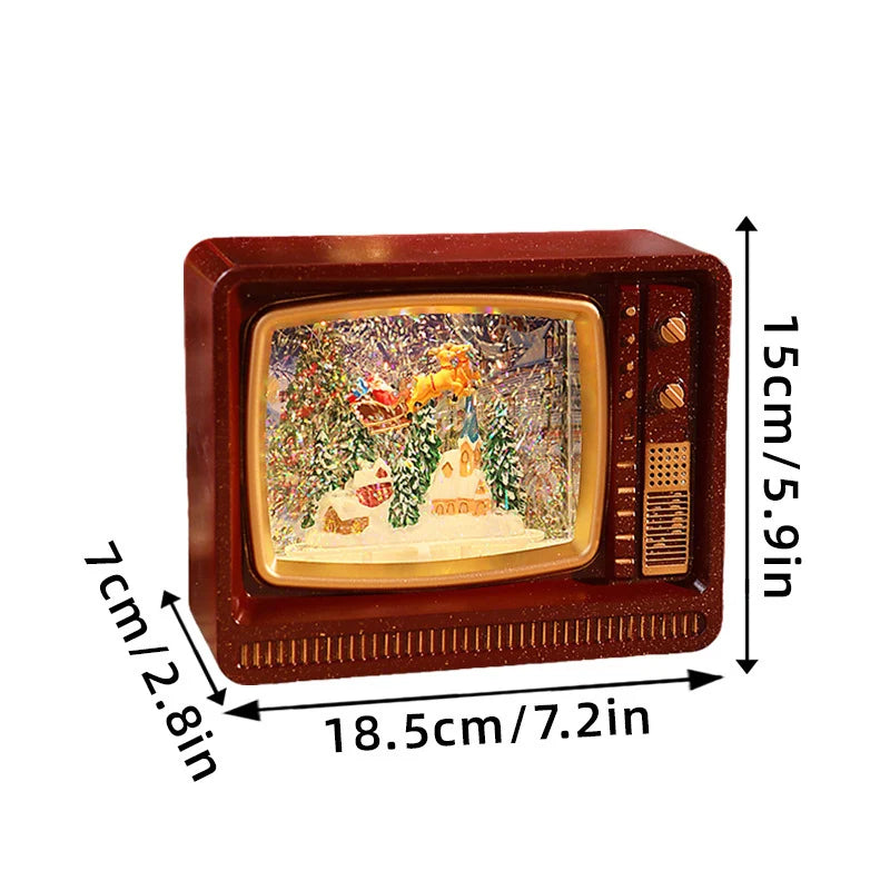 Snow Globe Retro Television Santa & Reindeer