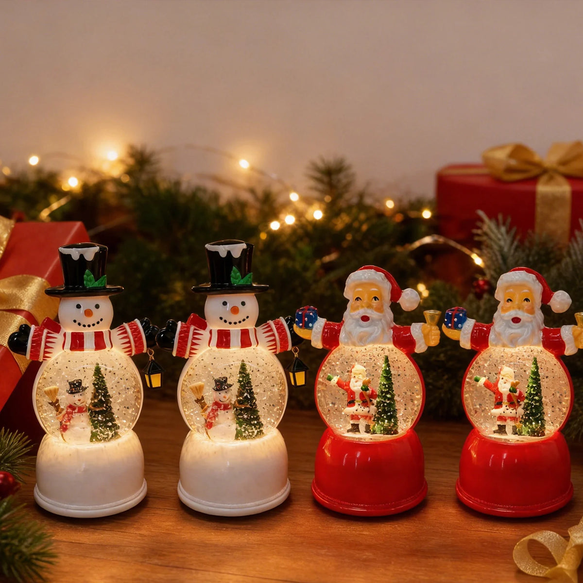 Snow Globe Santa Figurine LED Light