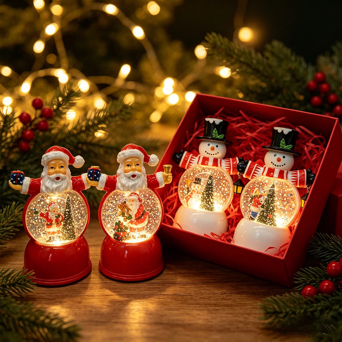 Snow Globe Santa Figurine LED Light