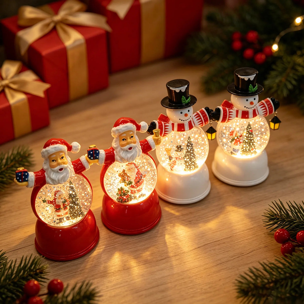 Snow Globe Santa Figurine LED Light