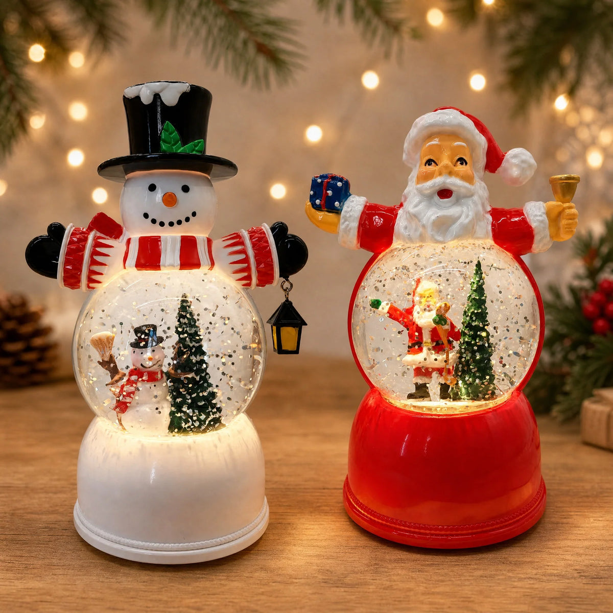 Snow Globe Santa Figurine LED Light