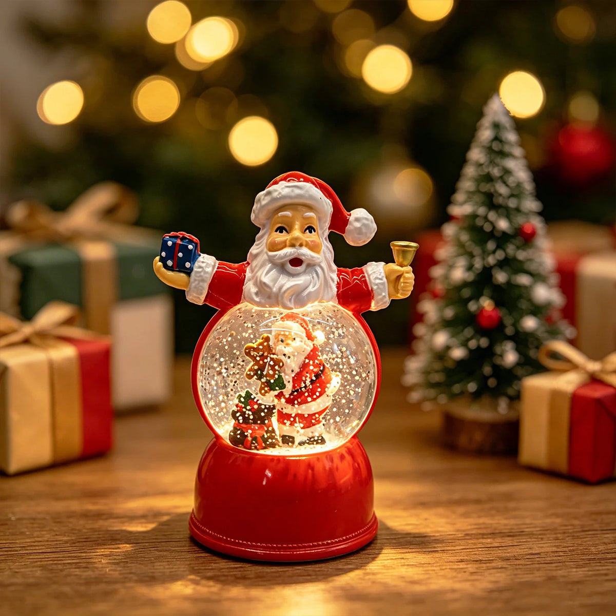 Snow Globe Santa Figurine LED Light