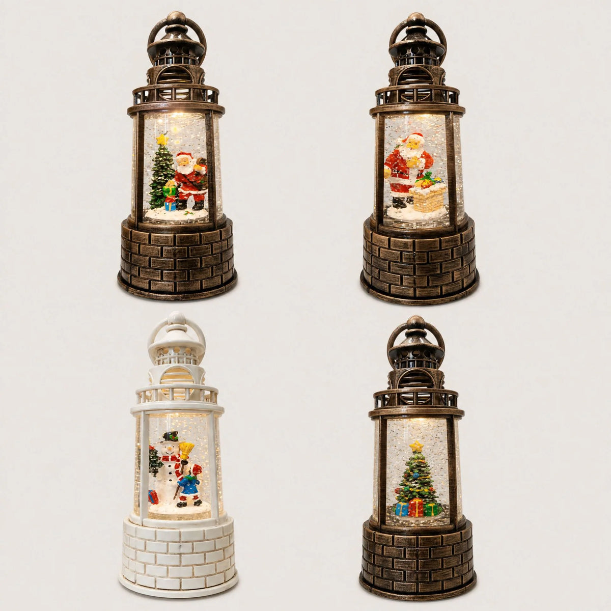 Snow Lantern Moving Snowman Scene Warm LED