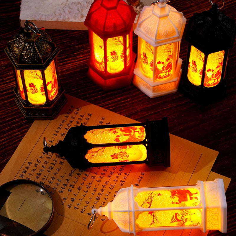 Snow Lantern Rotating Glitter Scene Battery-Powered & Warm LED