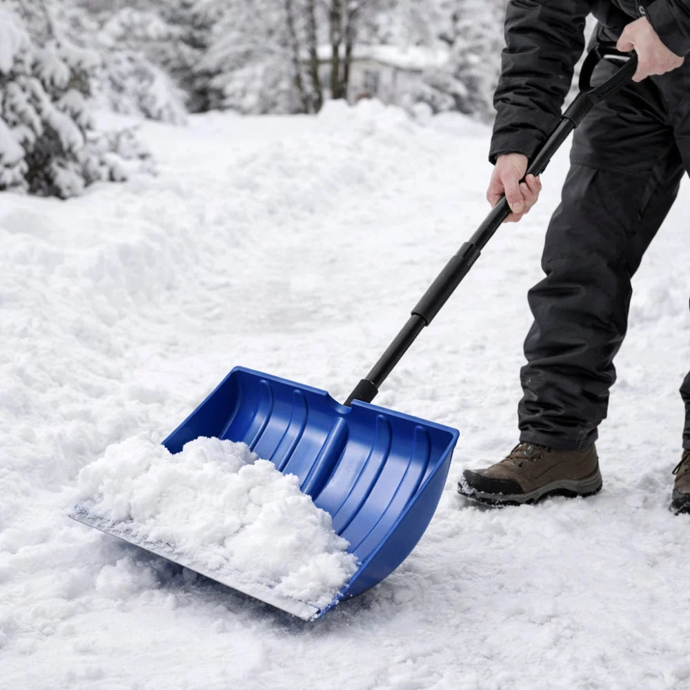 Snow Shovel Telescoping Handle Wide Plastic Scoop Tool-Free Assembly