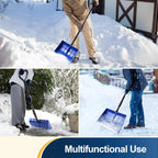 Snow Shovel Telescoping Handle Wide Plastic Scoop Tool-Free Assembly