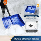 Snow Shovel Telescoping Handle Wide Plastic Scoop Tool-Free Assembly