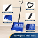 Snow Shovel Telescoping Handle Wide Plastic Scoop Tool-Free Assembly