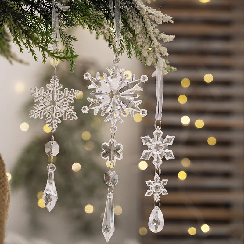 Snowflake Ornament Clear Durable Plastic Easy Hang