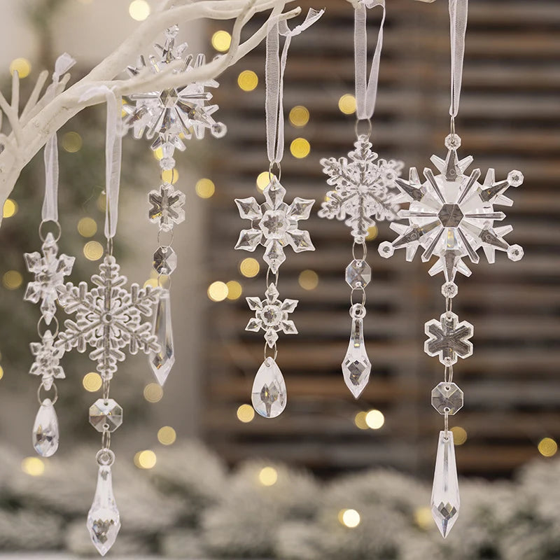 Snowflake Ornament Clear Durable Plastic Easy Hang