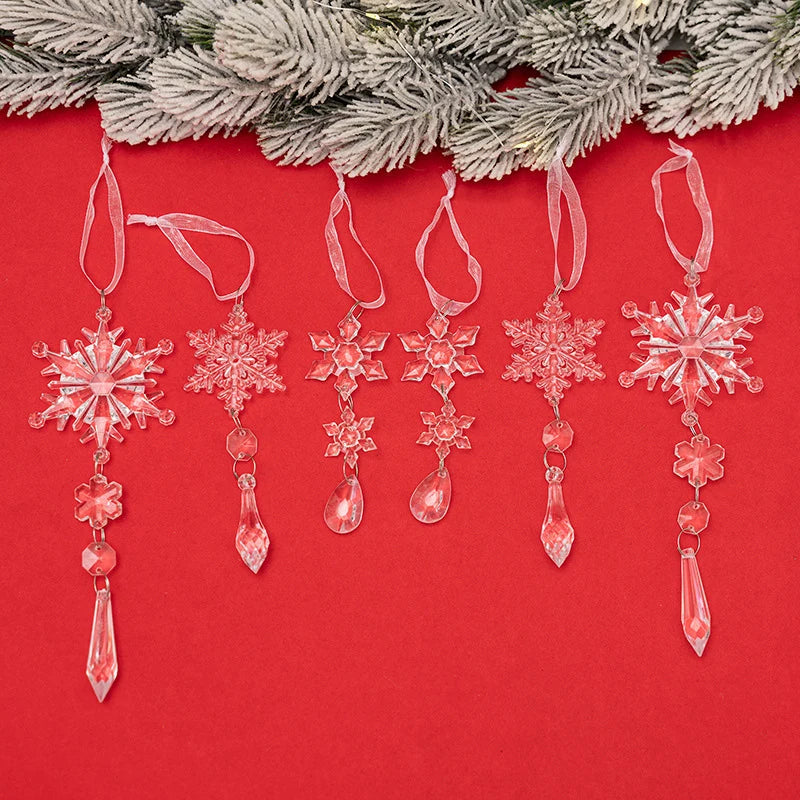 Snowflake Ornament Clear Durable Plastic Easy Hang