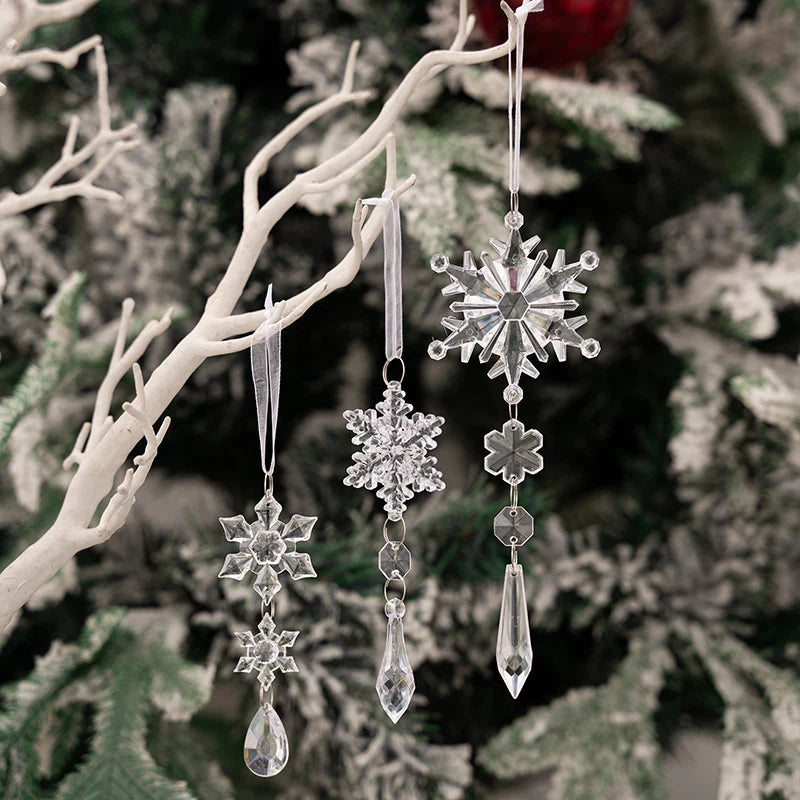 Snowflake Ornament Clear Durable Plastic Easy Hang