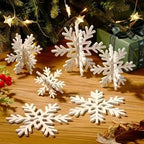 Snowflake Ornaments Intricate Cutout White Lightweight Easy Hang