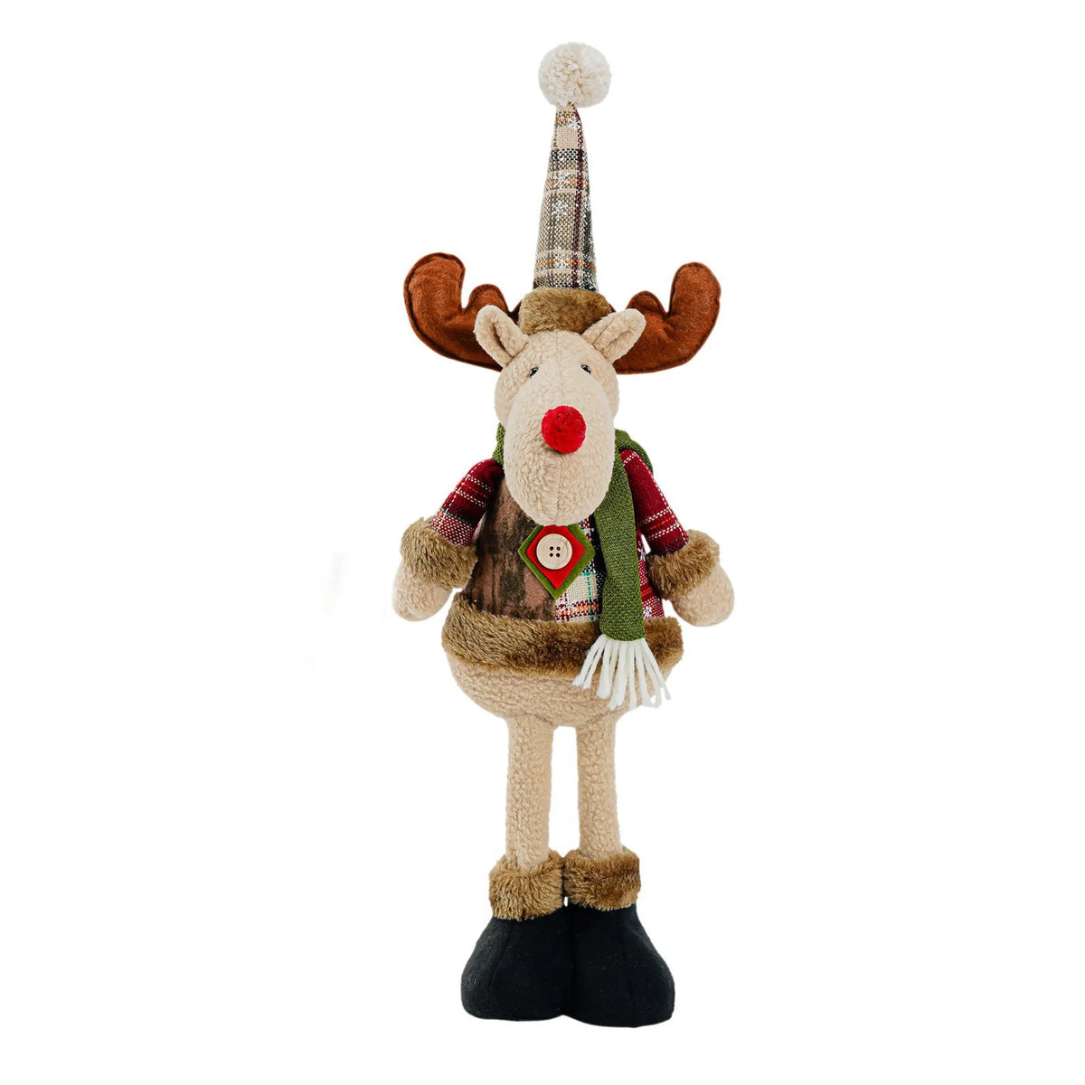 Snowman Figure Checkered Sweater Red Scarf Weighted Base
