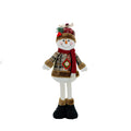 Snowman Figure Tabletop Checkered Sweater & Plastic Base