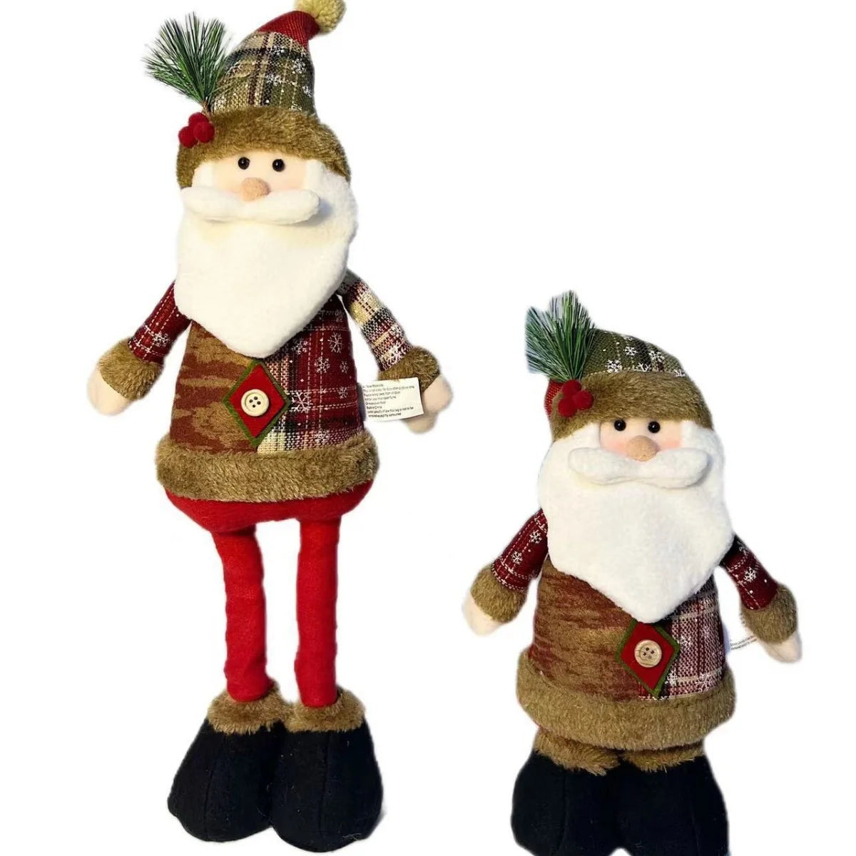 Snowman Figure Tabletop Checkered Sweater & Plastic Base