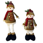 Snowman Figure Tabletop Checkered Sweater & Plastic Base