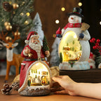 Snowman Figurine Built-In LED Warm Glow