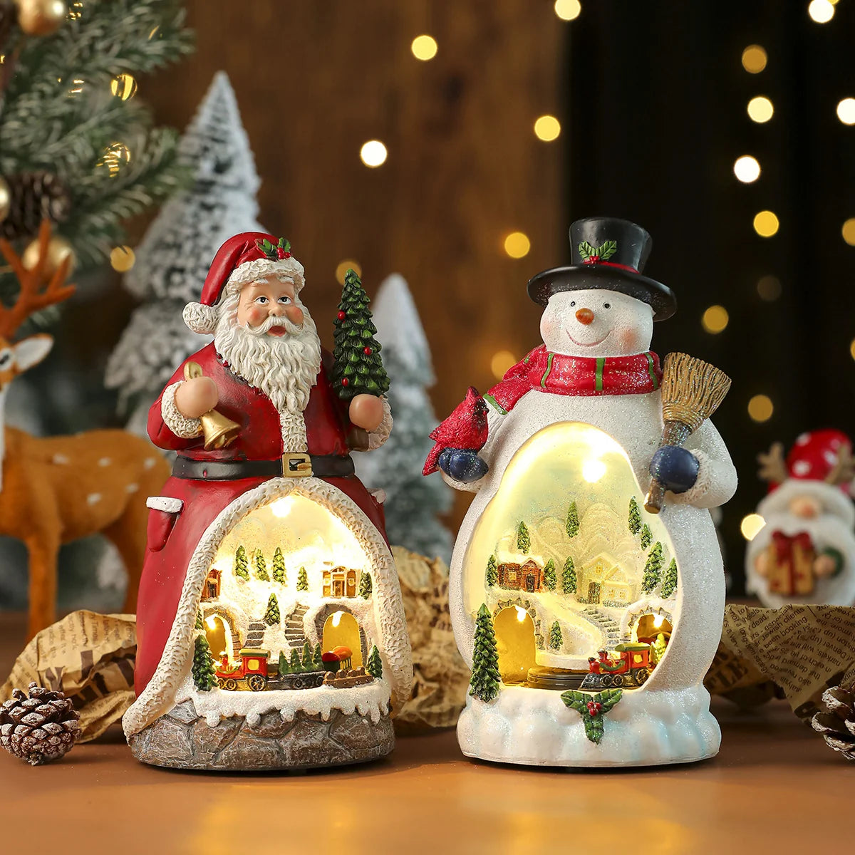 Snowman Figurine LED Light-Up Tabletop Decor