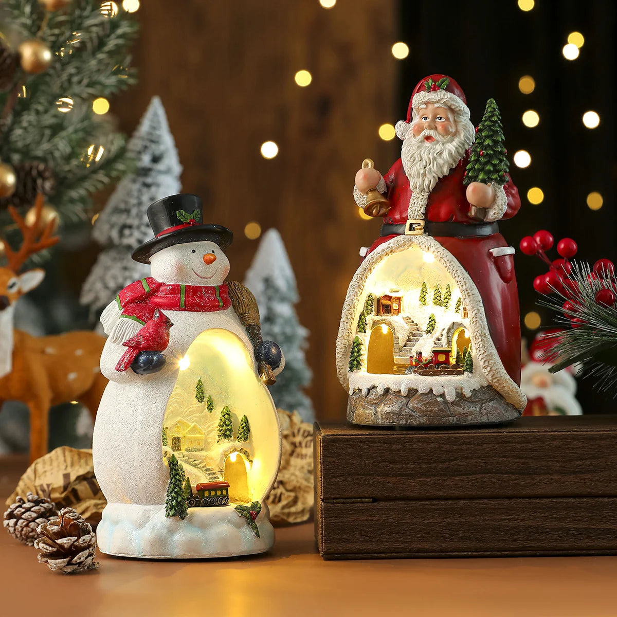 Snowman Figurine LED Light-Up Tabletop Decor