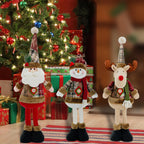 Snowman Figurine Plaid Sweater & Red Scarf Plastic Base