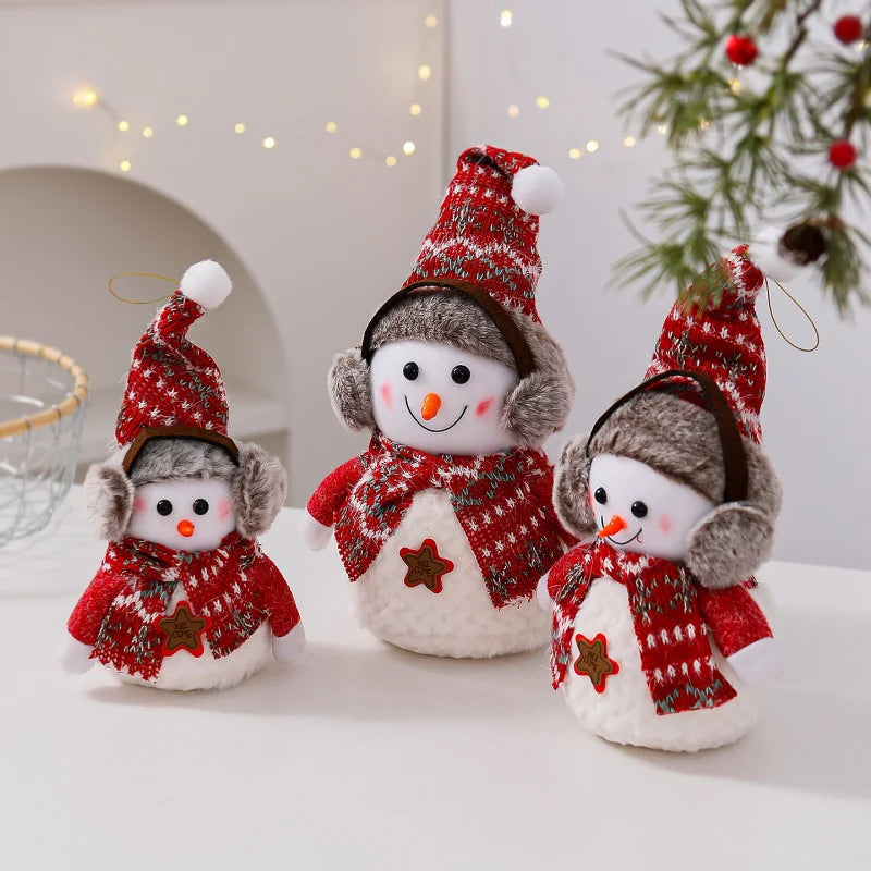 Snowman Figurine Soft Fabric Hat & Scarf Multiple Sizes