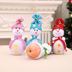 Snowman Figurine Soft Plush Scarf & Buttons Indoor Outdoor