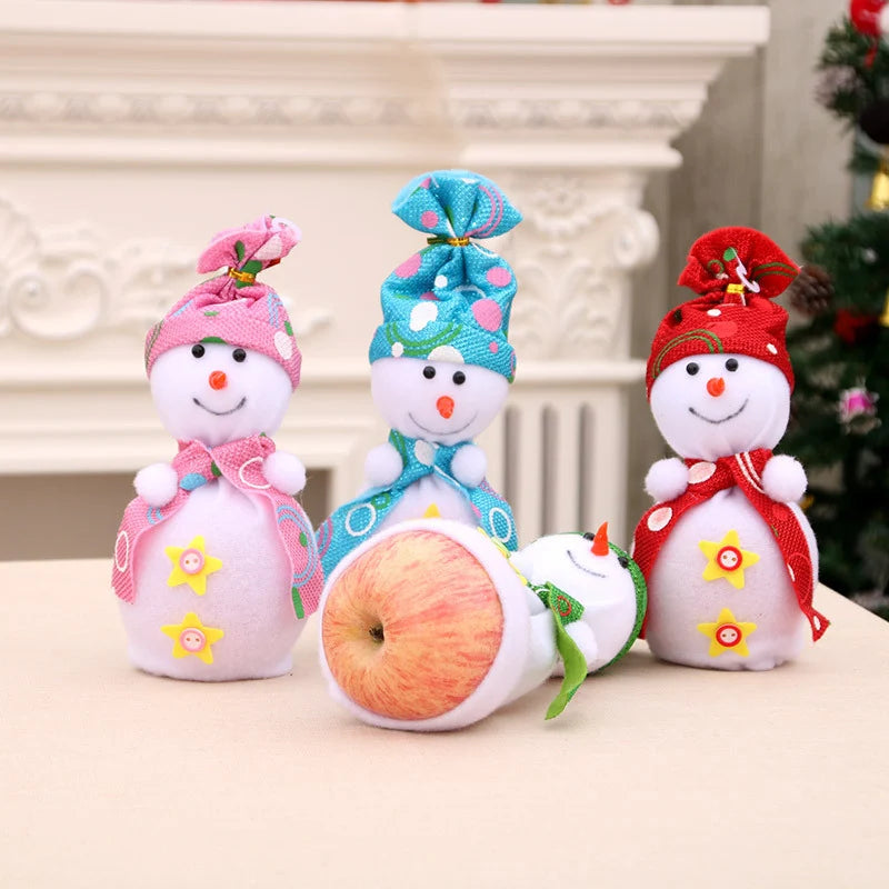 Snowman Figurine Soft Plush Scarf & Buttons Indoor Outdoor