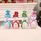 Snowman Figurine Soft Plush Scarf & Buttons Indoor Outdoor