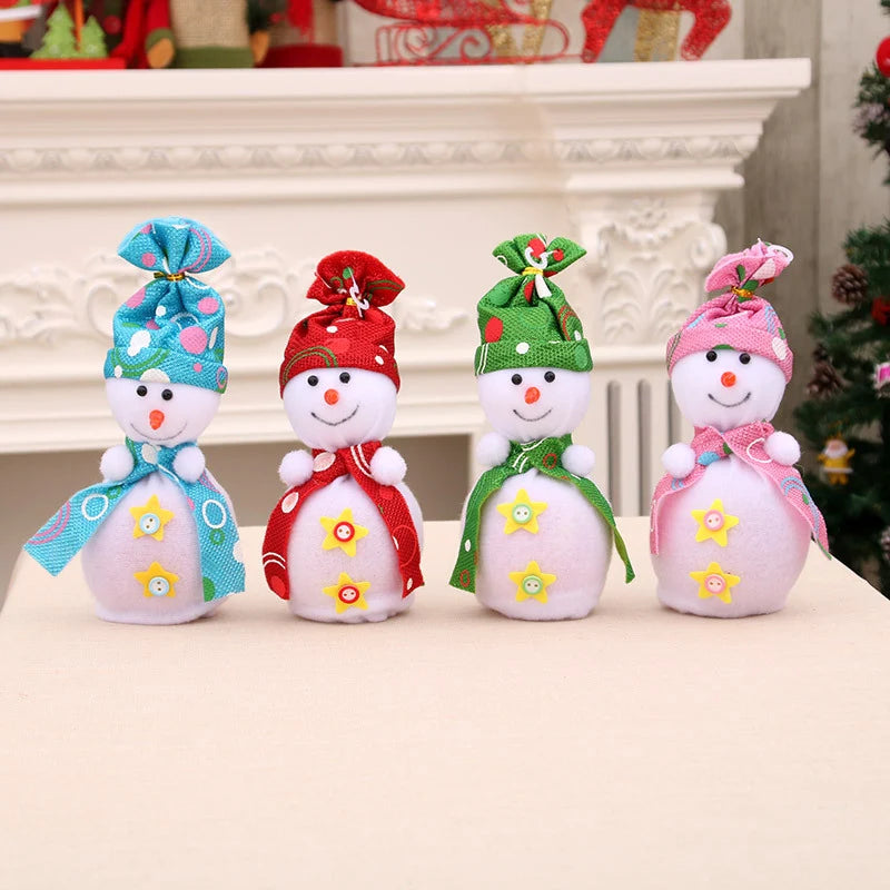 Snowman Figurine Soft Plush Scarf & Buttons Indoor Outdoor