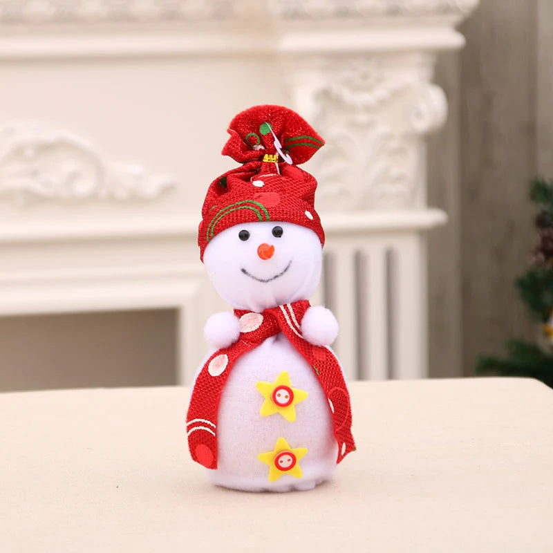 Snowman Figurine Soft Plush Scarf & Buttons Indoor Outdoor