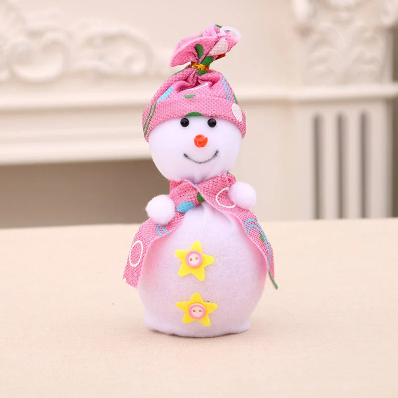 Snowman Figurine Soft Plush Scarf & Buttons Indoor Outdoor