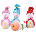 Snowman Figurine Soft Plush Scarf & Buttons Indoor Outdoor
