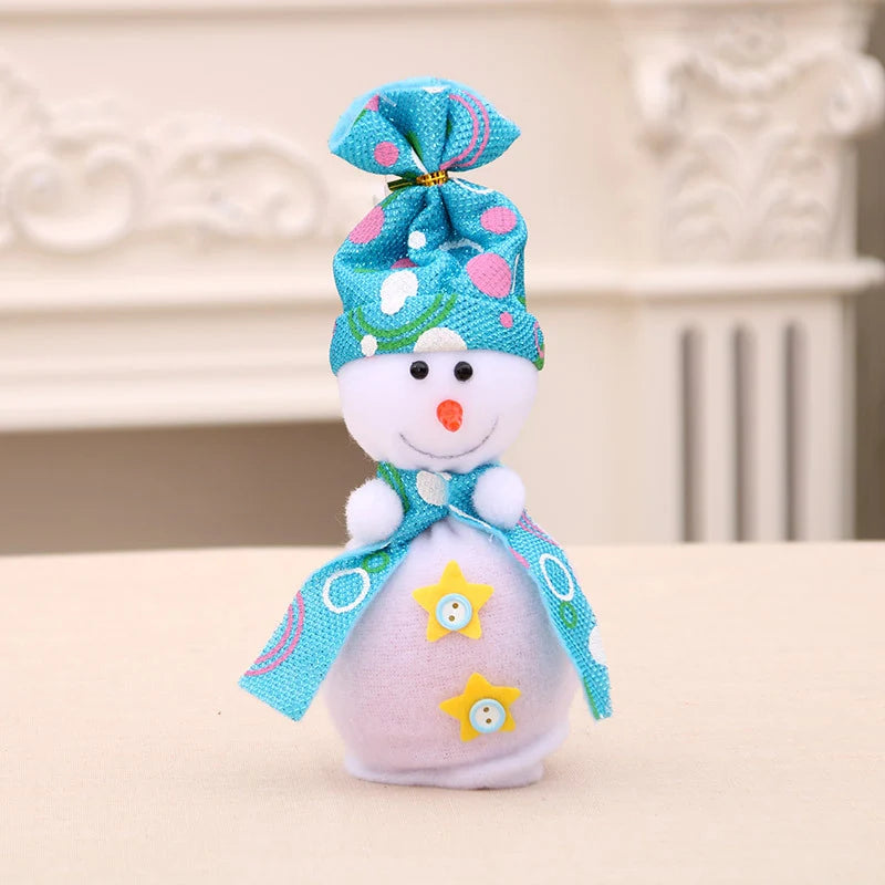 Snowman Figurine Soft Plush Scarf & Buttons Indoor Outdoor