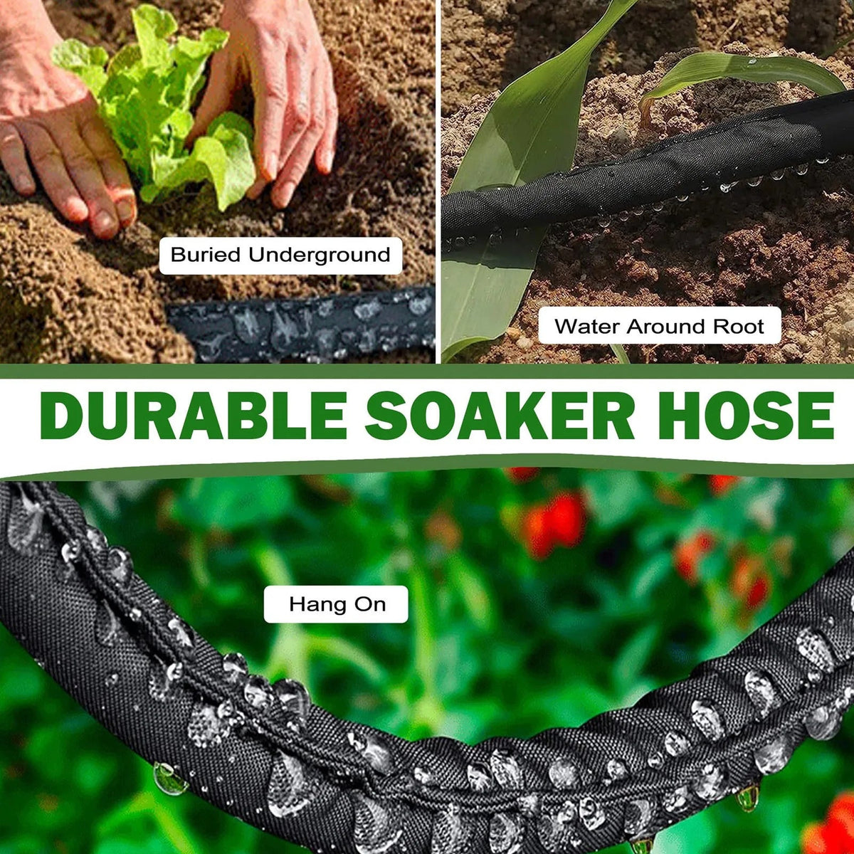 Soaker Hose 100ft Woven Tape & Water-Saving