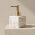 Soap Dispenser Ceramic Marble Finish Gold Pump