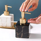 Soap Dispenser Ceramic Marble Finish Gold Pump