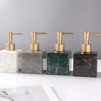 Soap Dispenser Ceramic Marble Finish Gold Pump