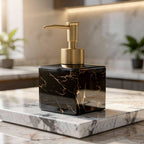 Soap Dispenser Ceramic Marble Finish Gold Pump