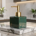 Soap Dispenser Ceramic Marble Finish Gold Pump