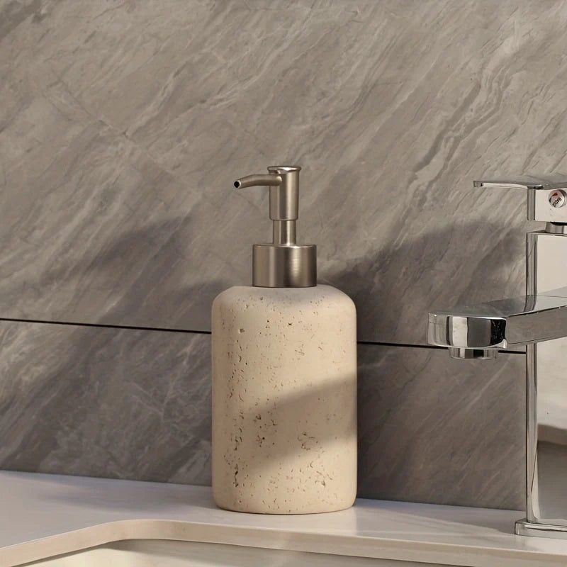 Soap Dispenser Marble Effect Resin Stainless Steel Pump