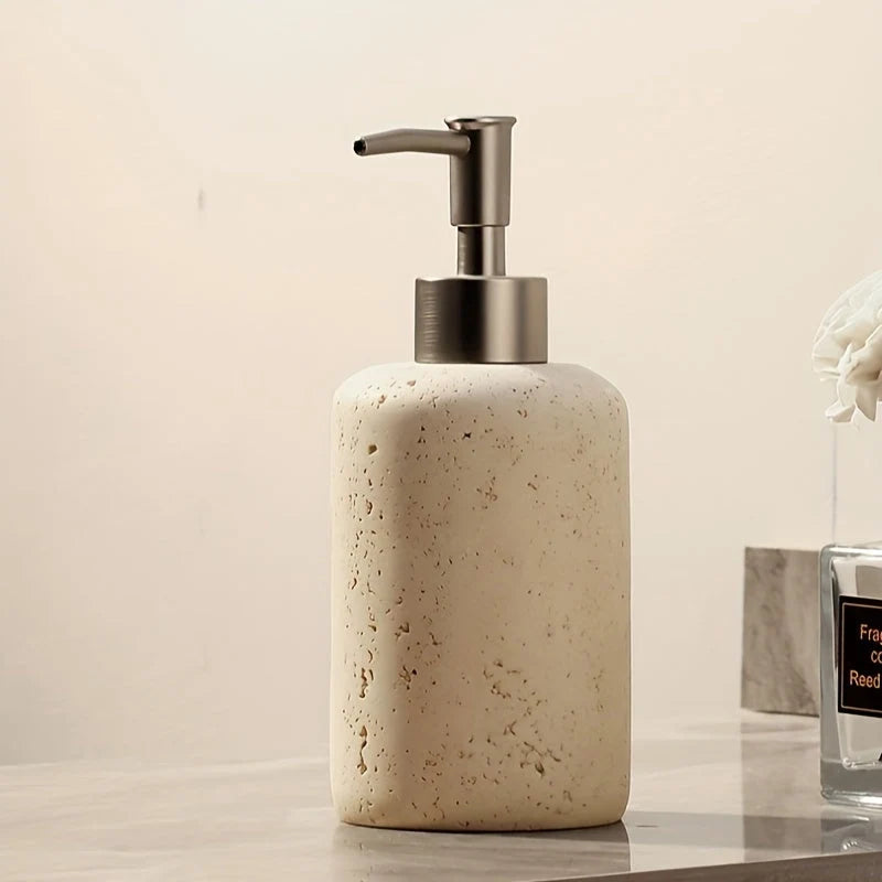 Soap Dispenser Marble Effect Resin Stainless Steel Pump