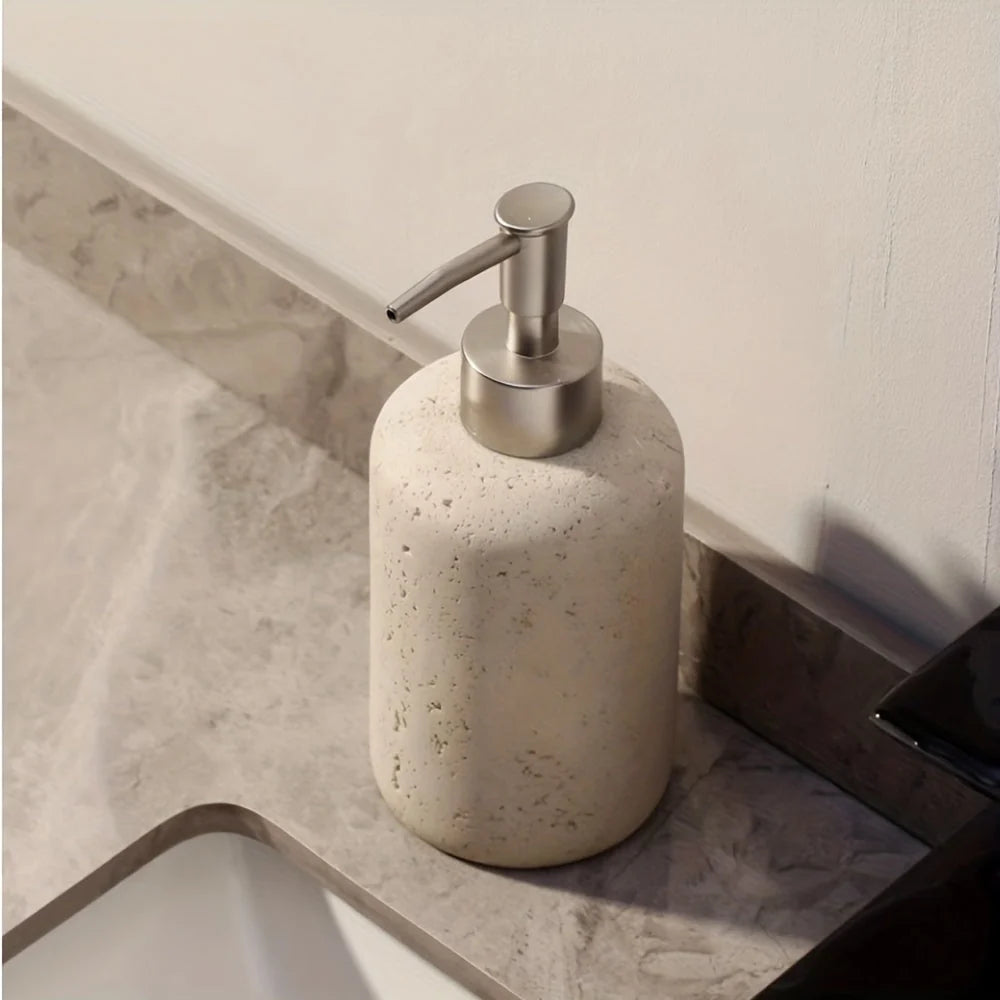 Soap Dispenser Marble Effect Resin Stainless Steel Pump