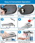 Soap Dispenser Touchless Infrared Adjustable Pump Brushed Aluminum