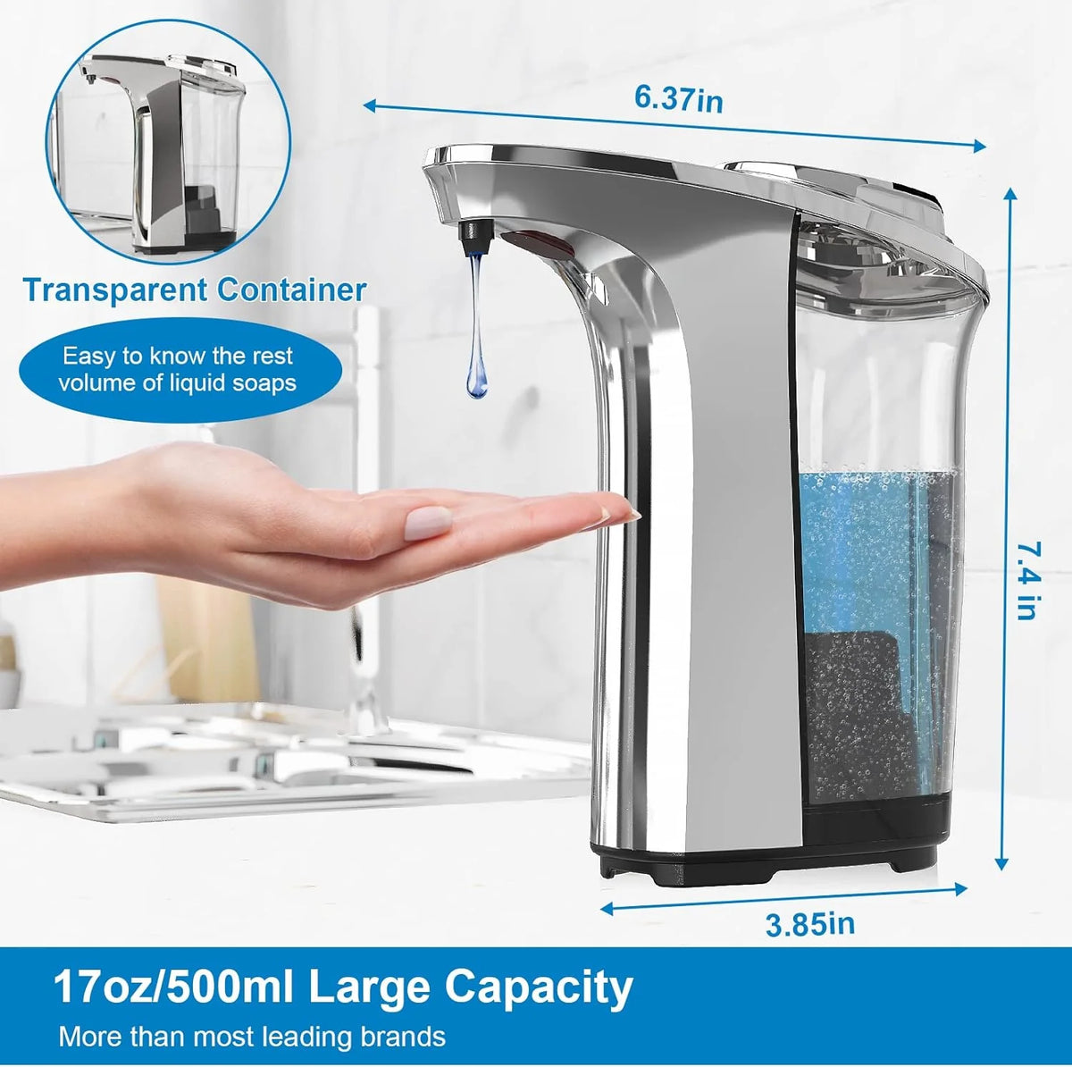 Soap Dispenser Touchless Infrared Adjustable Pump Brushed Aluminum