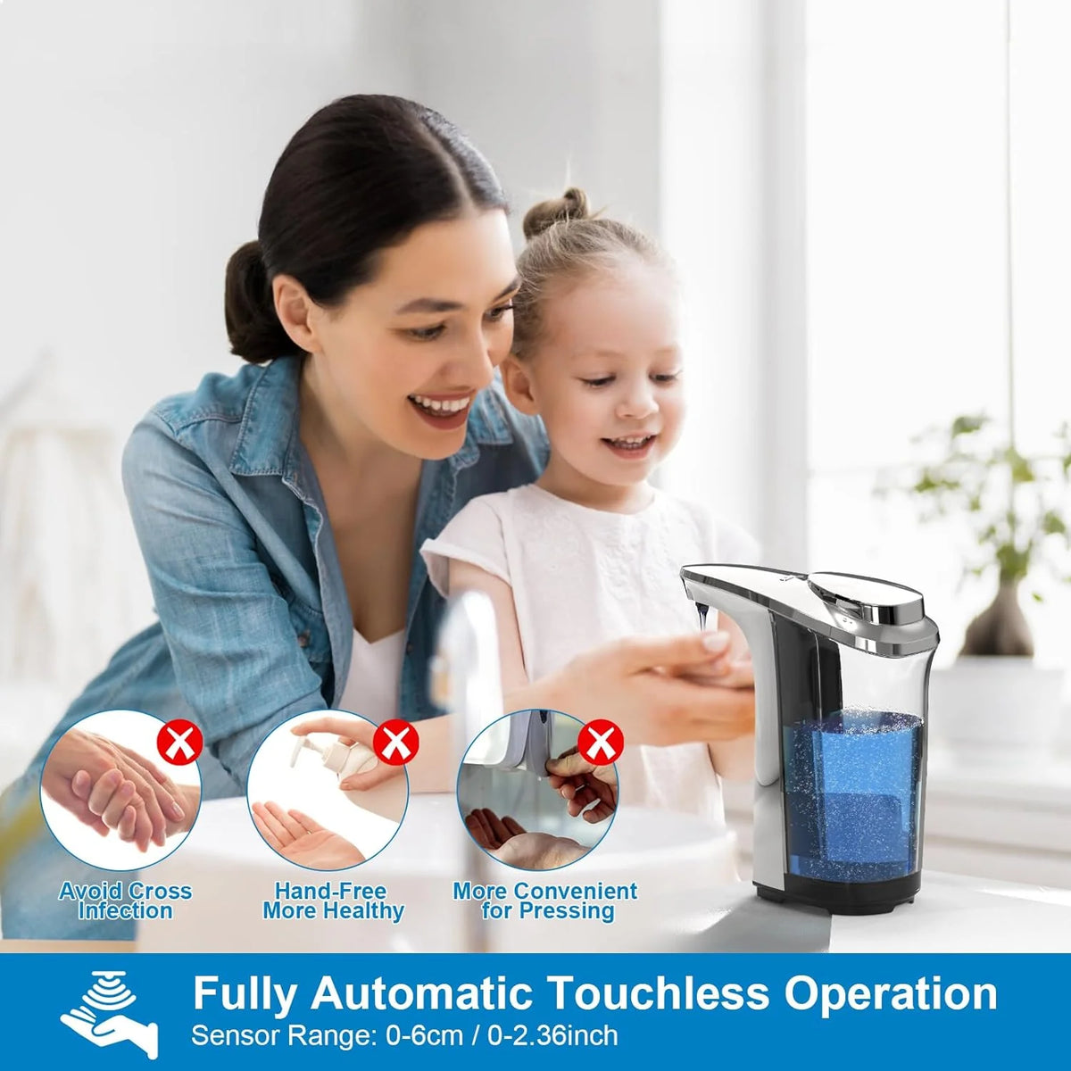 Soap Dispenser Touchless Infrared Adjustable Pump Brushed Aluminum