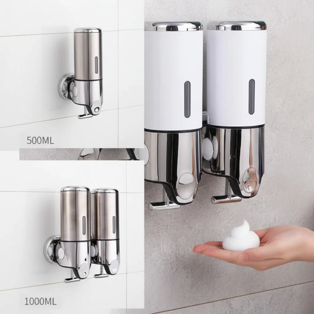 Soap Dispenser Wall-Mounted Stainless Steel Space-Saving 16.9 Oz